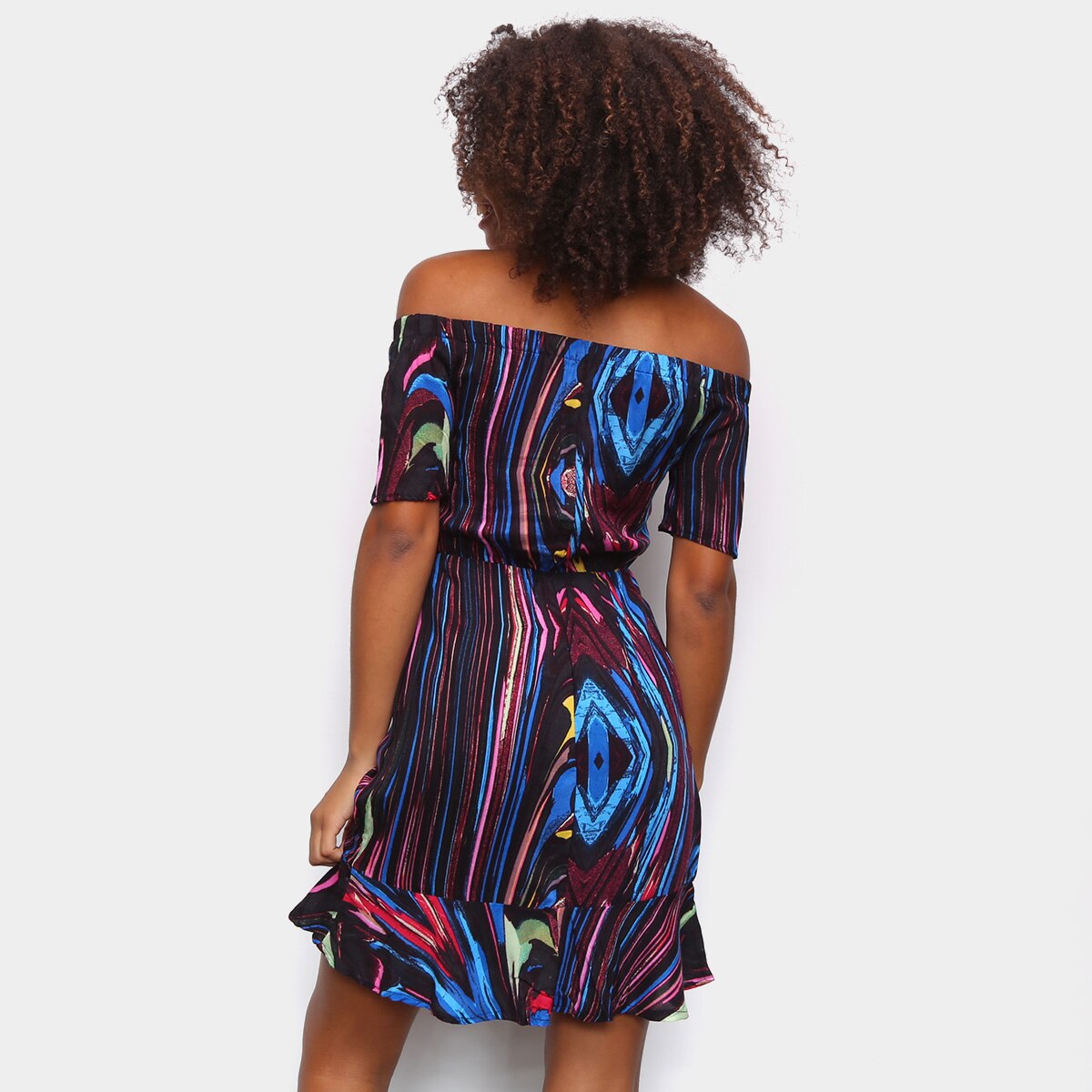 Vestido Água Viva Curto Tie Dye Ombro A Ombro - 1