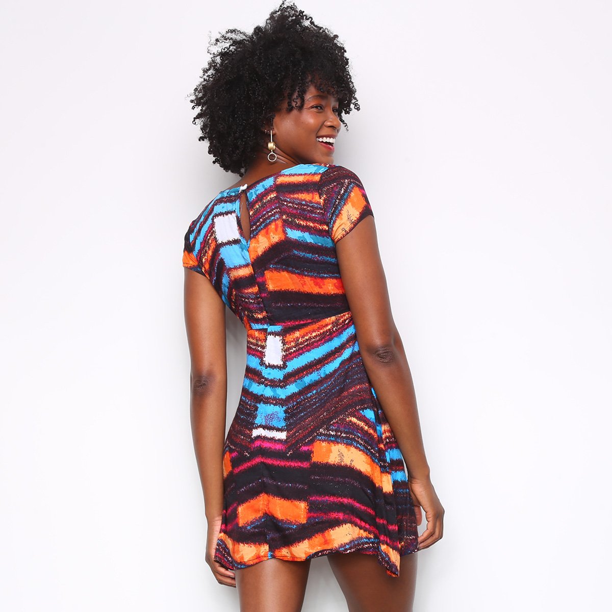 Vestido Água Viva Estampado Decote V - 1