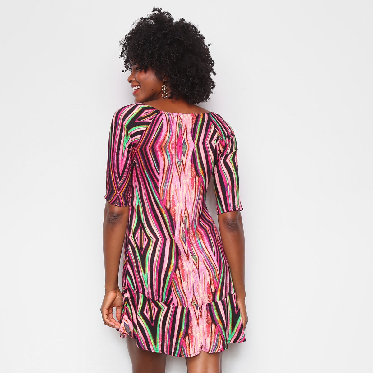 Vestido Água Viva Gola Canoa Estampado - 1