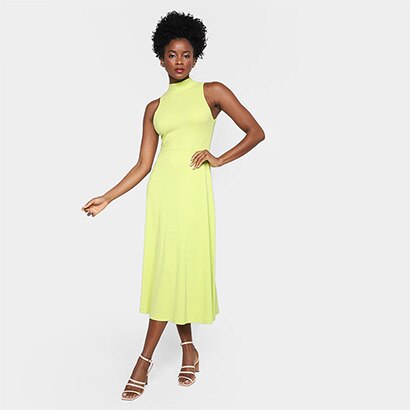 Vestido All & apos;s Gola Alta Canelado Feminino - Feminino
