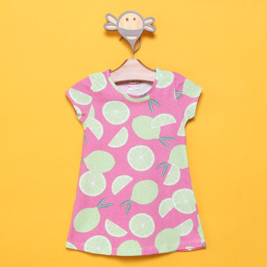 Vestido Bebê Brandili Estampado - Rosa Menor preço em Vestido Bebê Brandili Estampado - Rosa