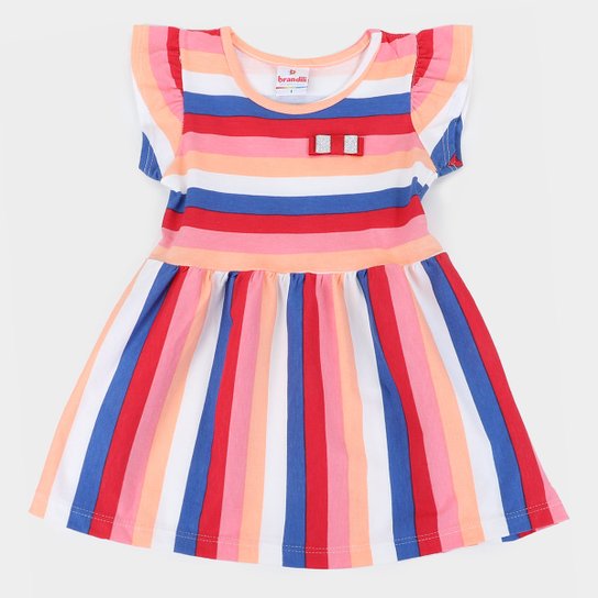 Vestido Bebê Brandili Listrado - Rosa+Marinho