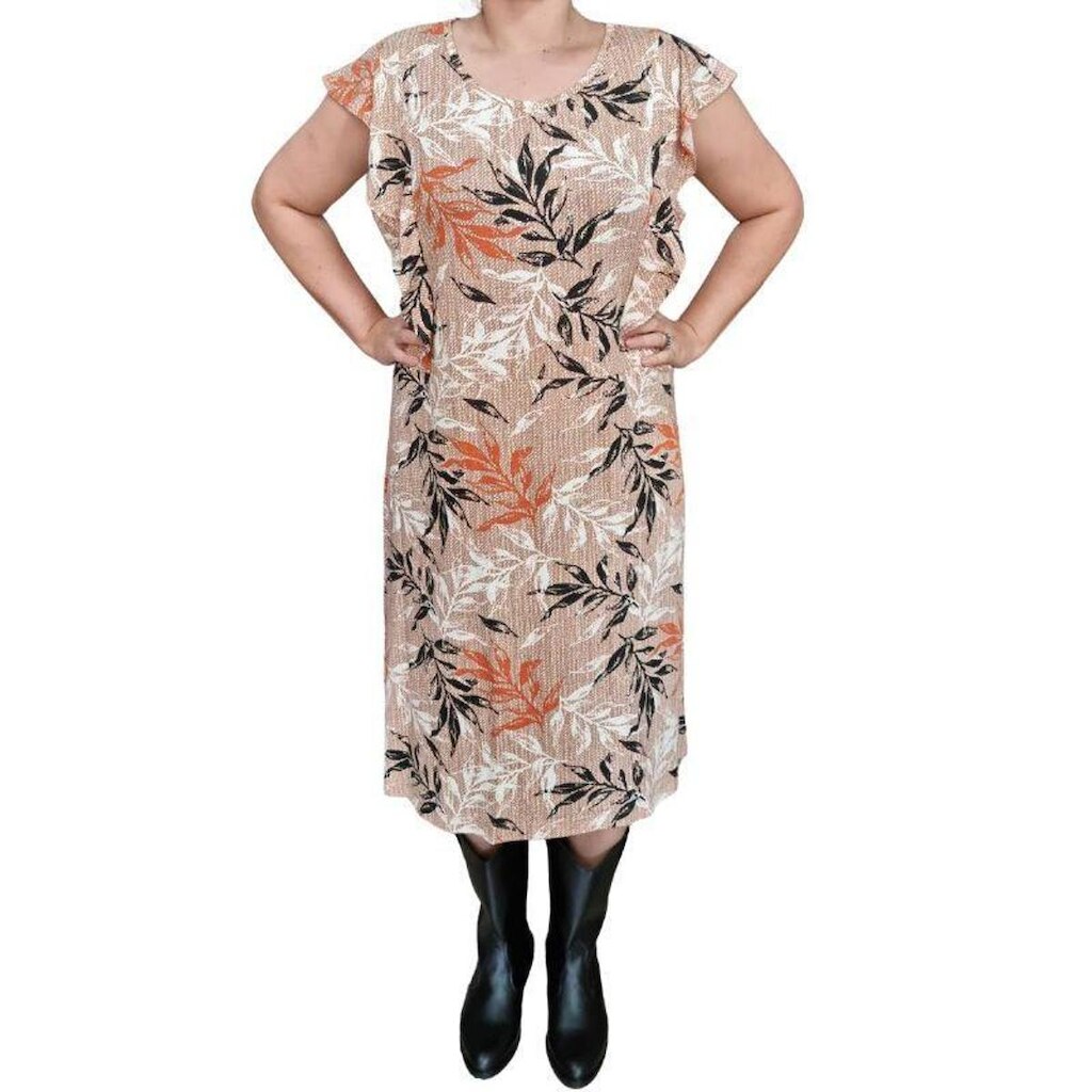 Vestido Biografia MC Estampado Plus Size Bege