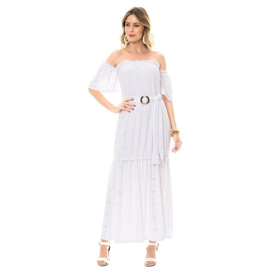 Vestido Bisô Ciganinha Laise Feminino - Branco Menor preço em Vestido Bisô Ciganinha Laise Feminino - Branco