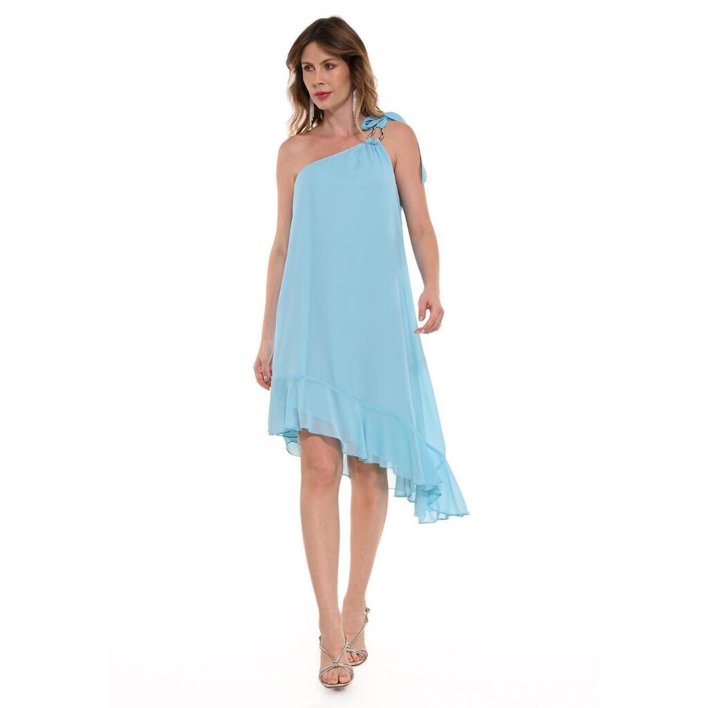 Vestido Bisô Curto Assimétrico Chifon Feminino