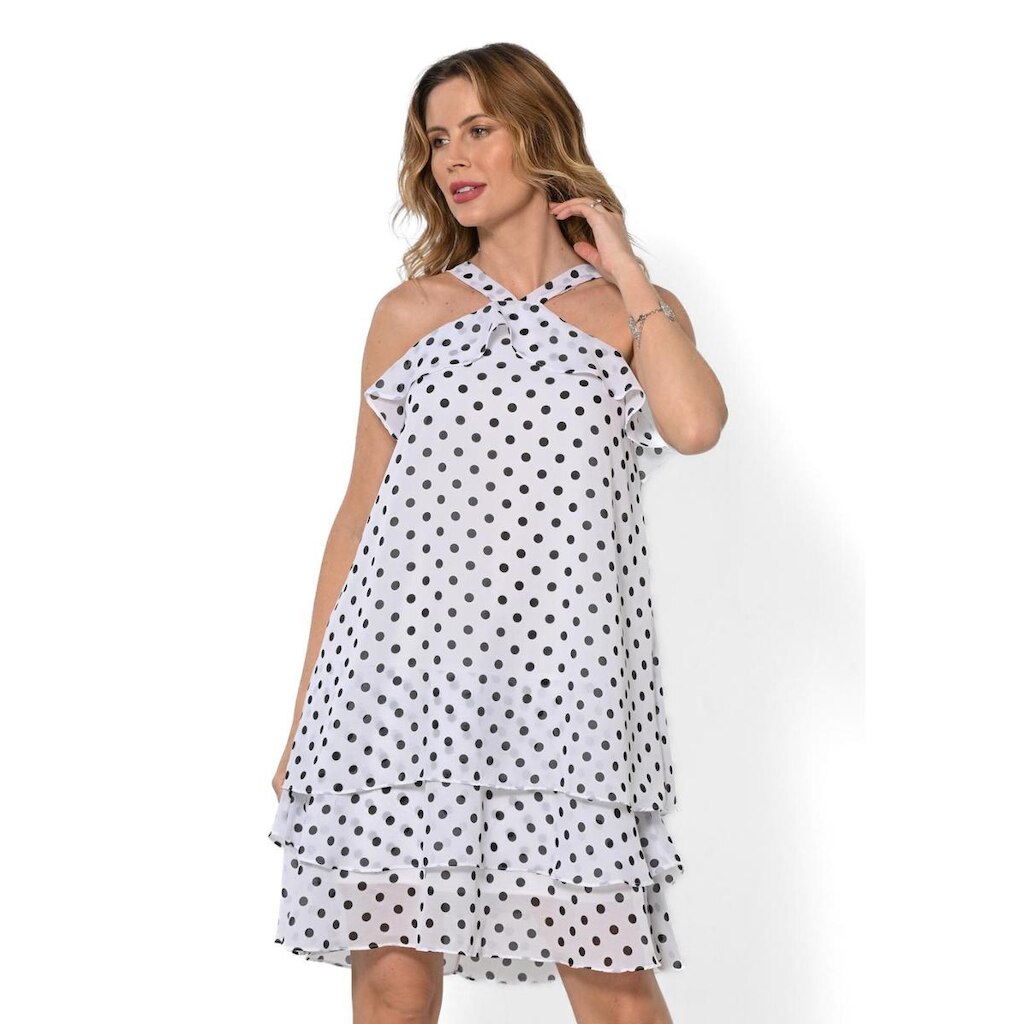 Vestido Bisô Curto Camadas Poá Branco