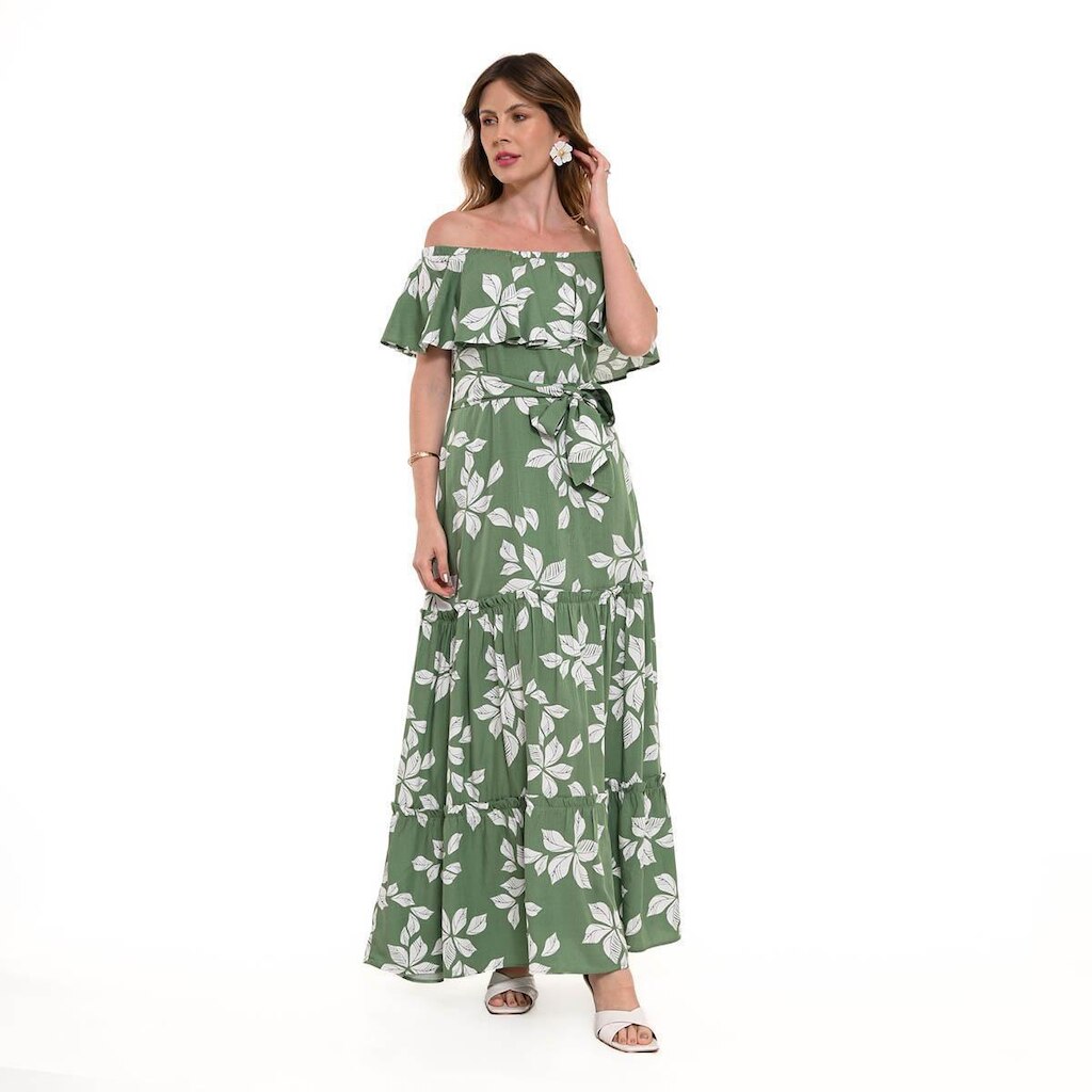 Vestido Bisô Longo Estampado Marias Feminino
