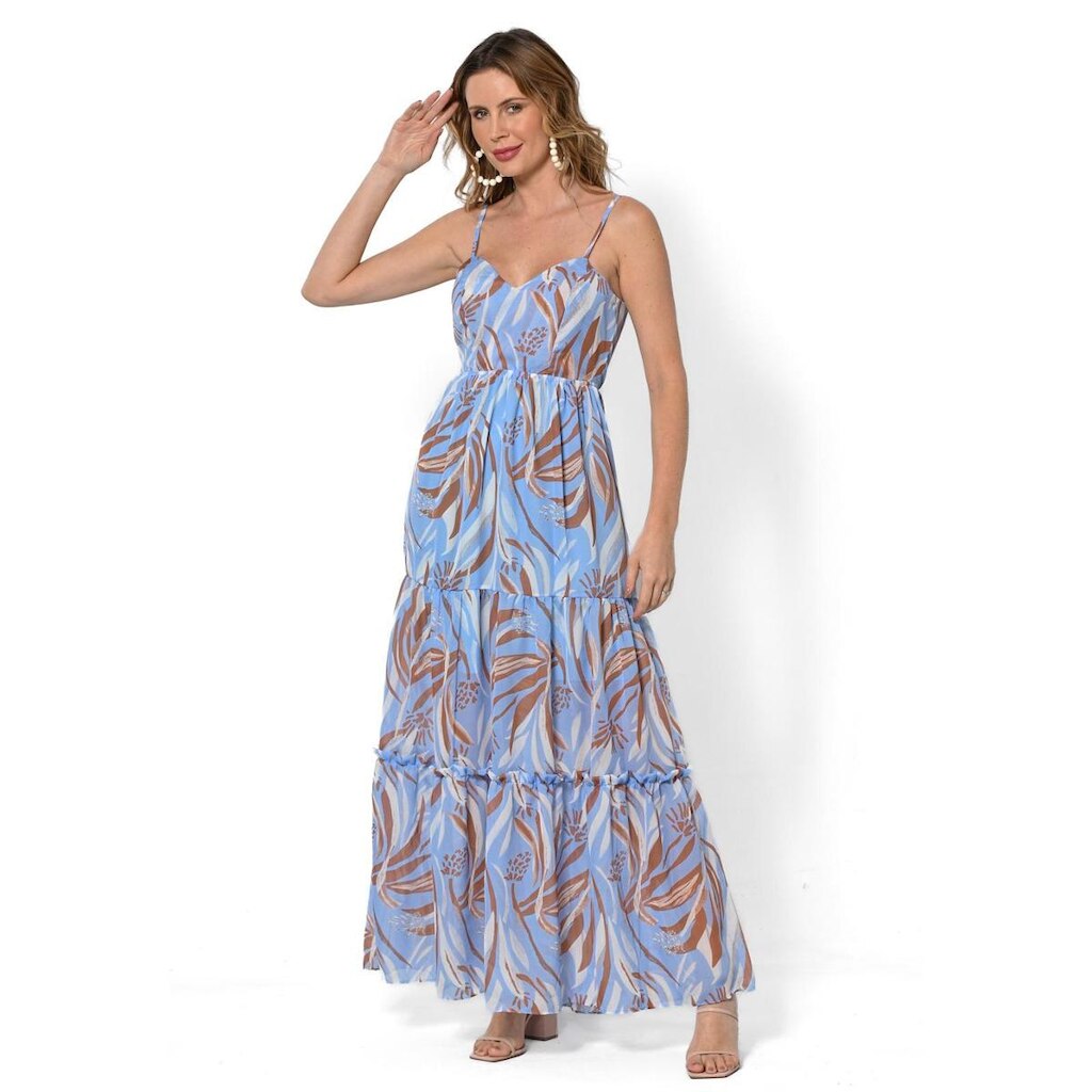 Vestido Bisô Marias Estampado Azul
