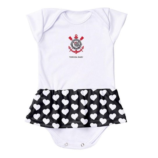 Vestido Body Torcida Baby Corinthians 033 BXSM Infantil - Branco+Preto Menor preço em Vestido Body Torcida Baby Corinthians 033 BXSM Infantil - Branco+Preto