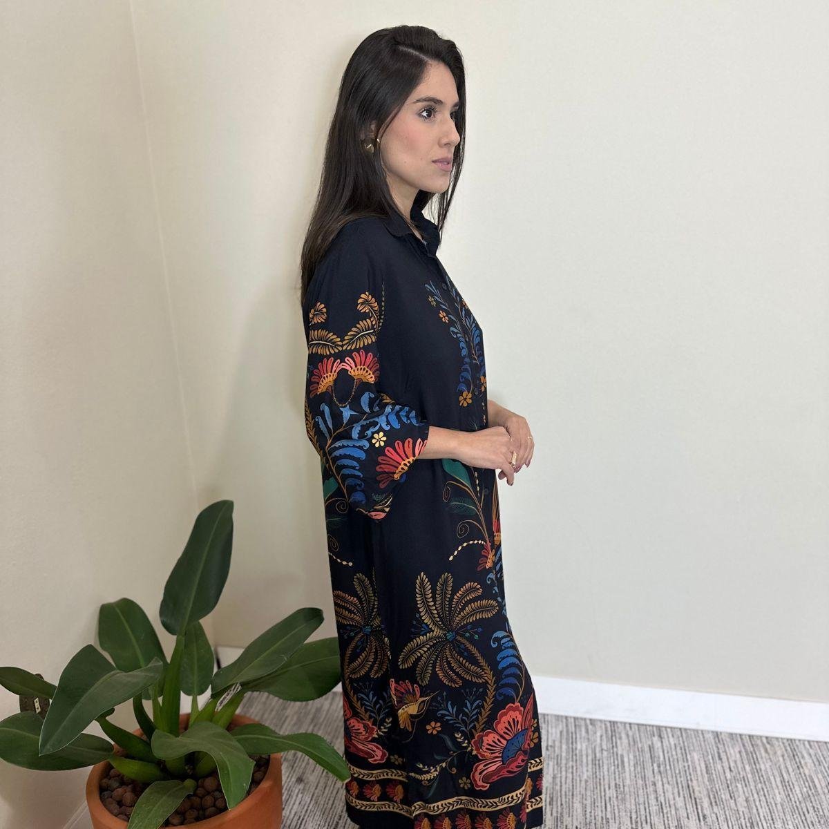 Vestido Floral Sarah Farm Vestido Camisa Jardim Clássico Farm