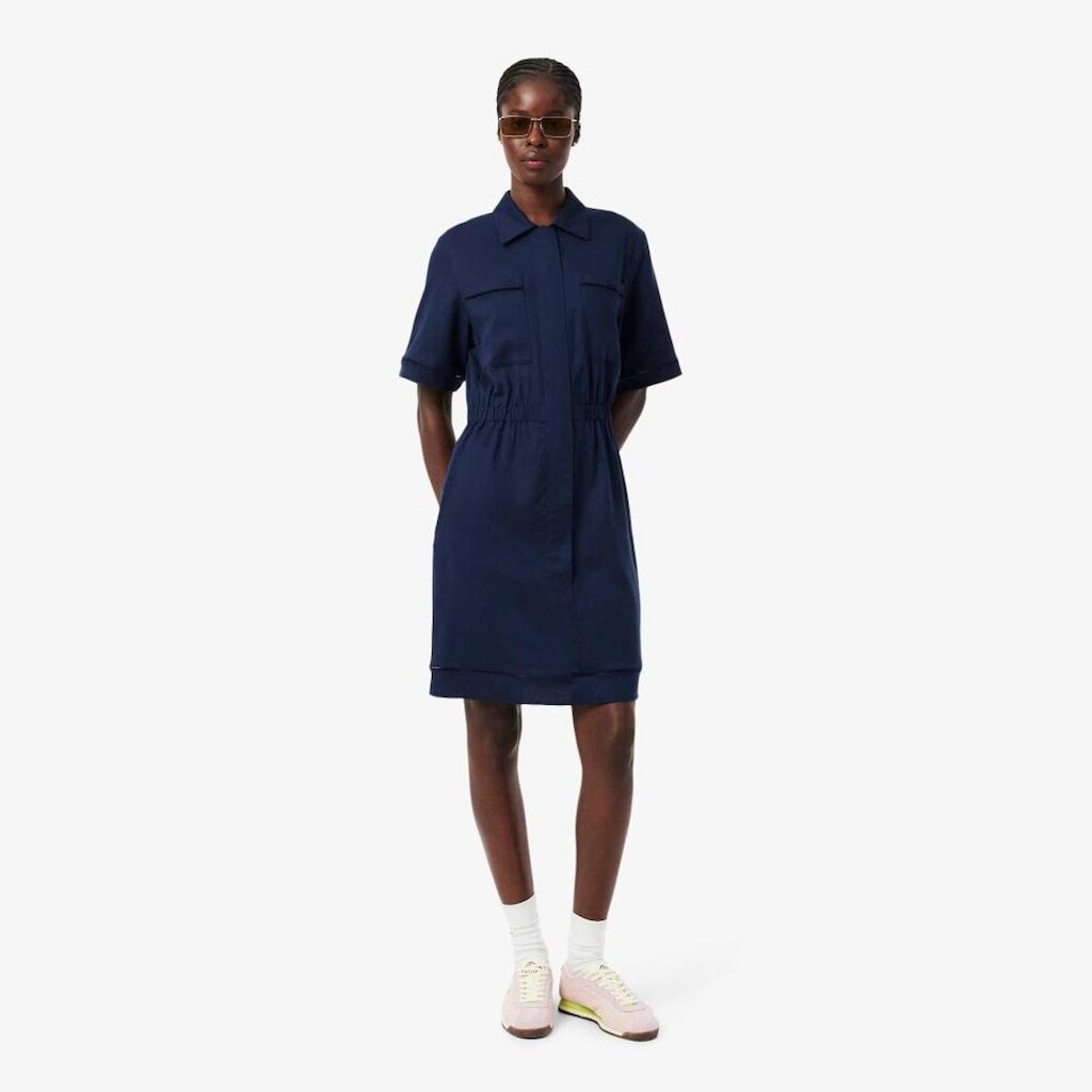 Vestido-Camisa Lacoste Fluido De Mistura De Linho Feminino
