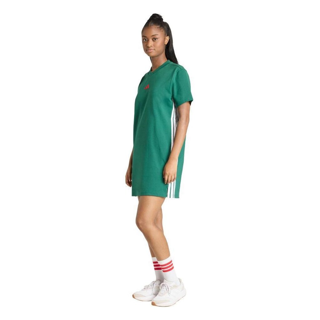 Vestido Camiseta Adidas  Essentials Três Listras Em Malha Simples