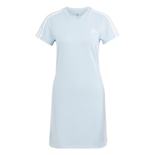 Vestido Camiseta Essentials 3-Stripes Adidas - Azul Menor preço em Vestido Camiseta Essentials 3-Stripes Adidas - Azul