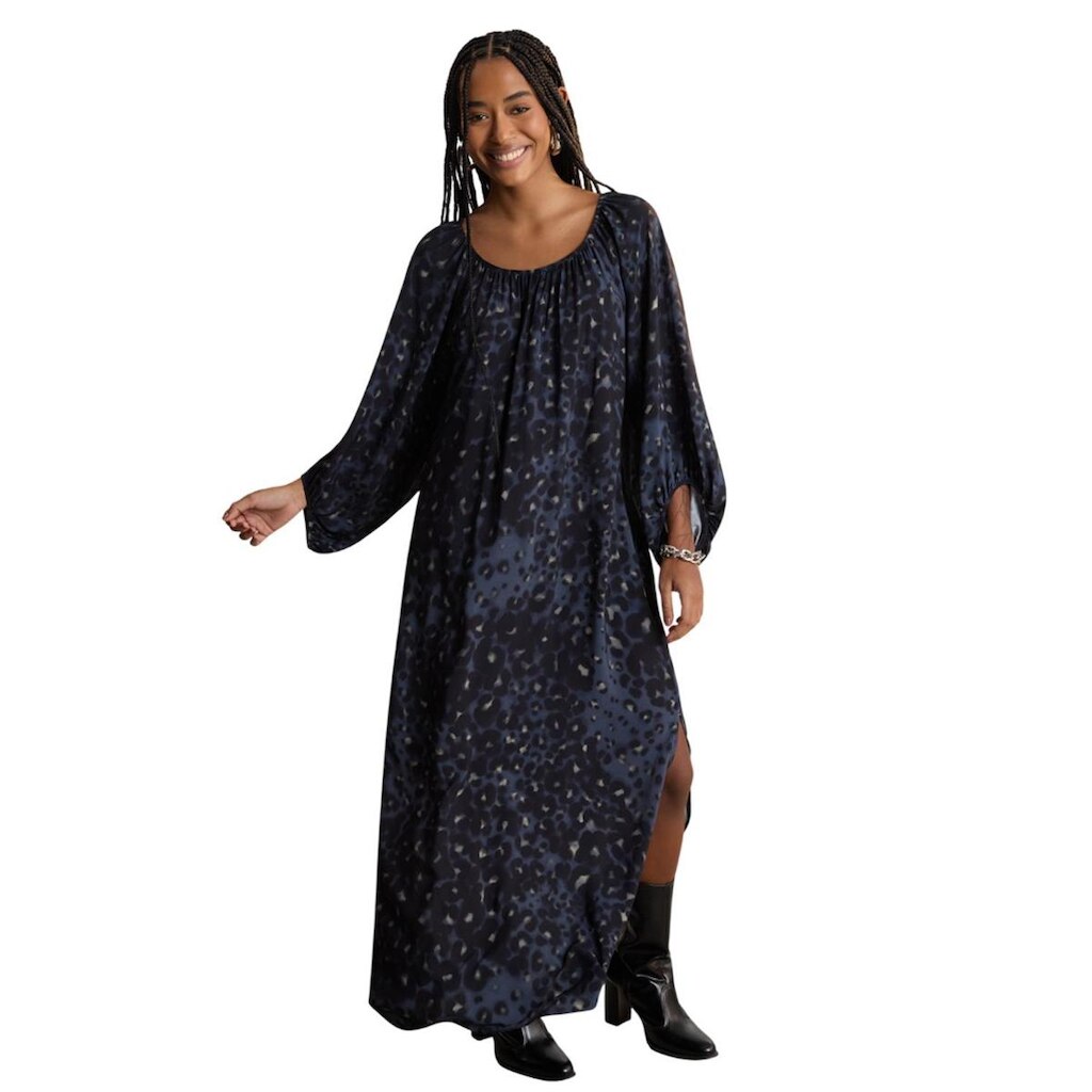Vestido Chá Estampado Lunender Com Mangas 3/4