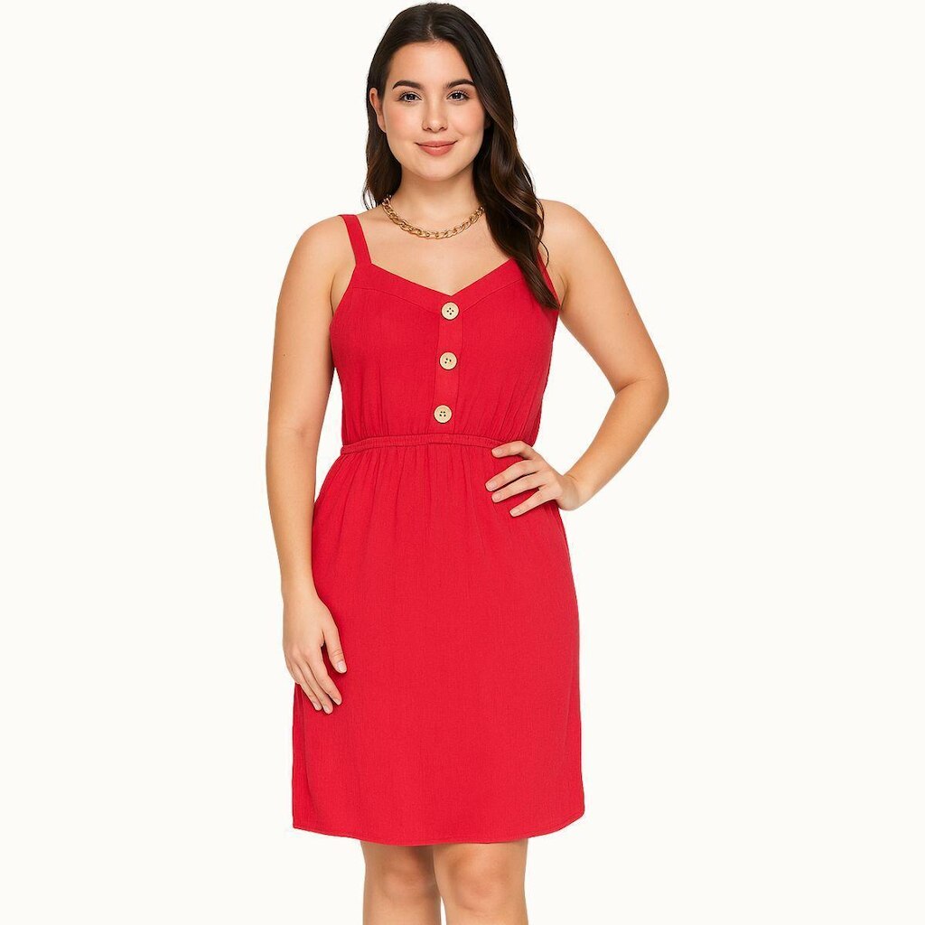 Vestido Chambray Viscose Cereja Rosa