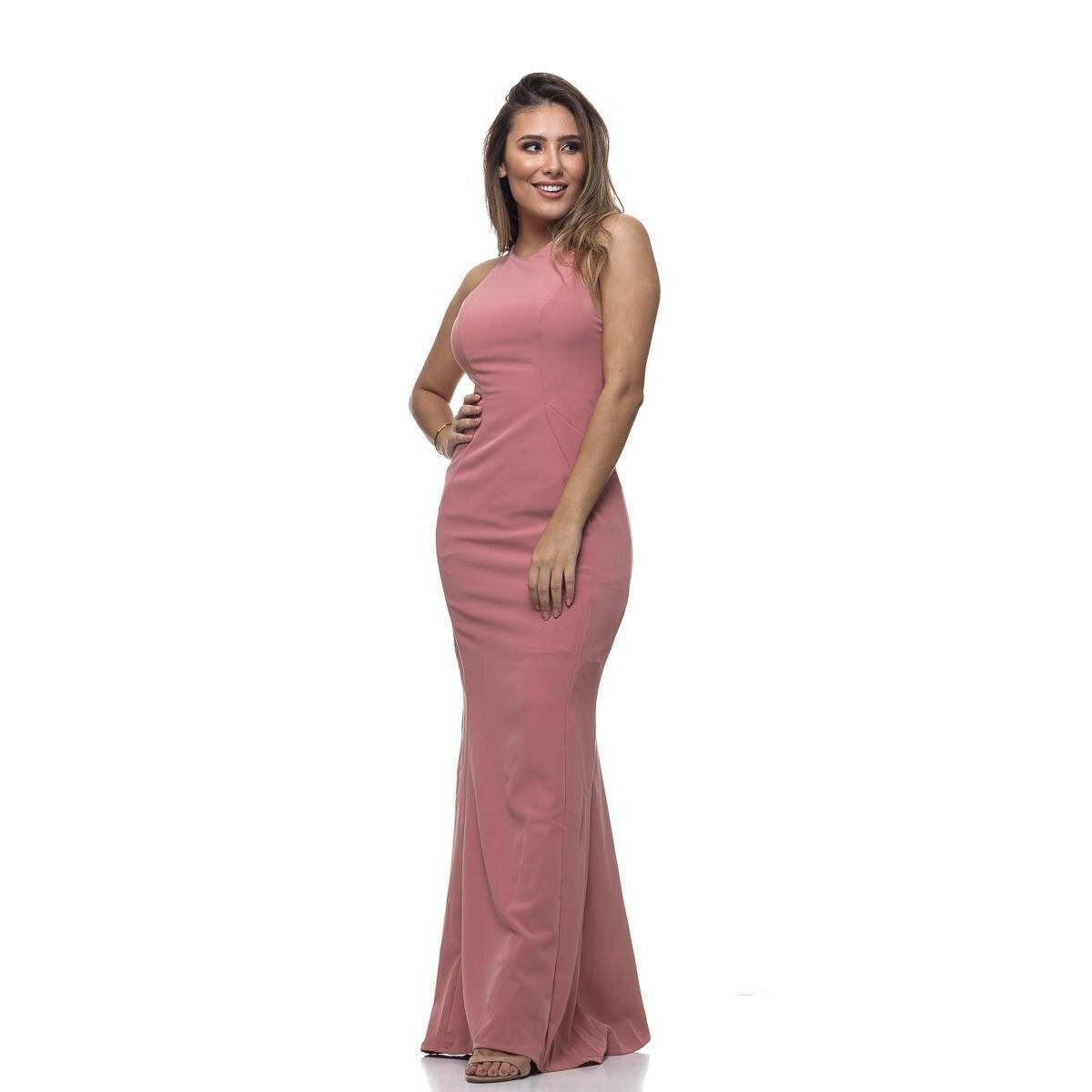 Vestido Clara Arruda Longo Costa Tule Feminino Menor preço em Vestido Clara Arruda Longo Costa Tule Feminino