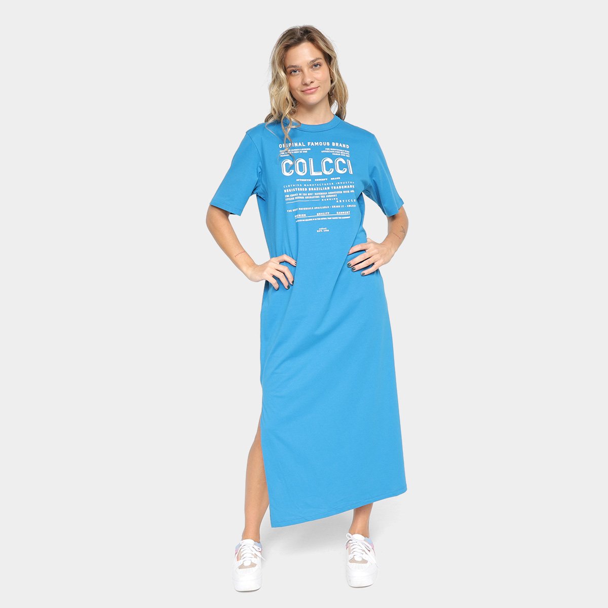 Vestido Colcci Midi Logo Azul Netshoes