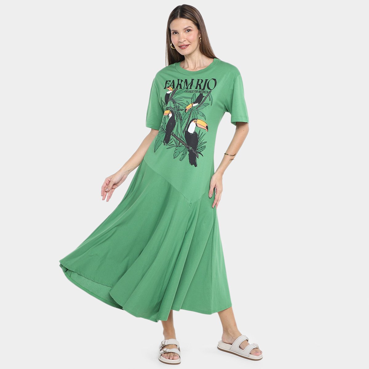 Vestido Cropped Farm Tucano FarmRio Feminino Menor preço em Vestido Cropped Farm Tucano FarmRio Feminino