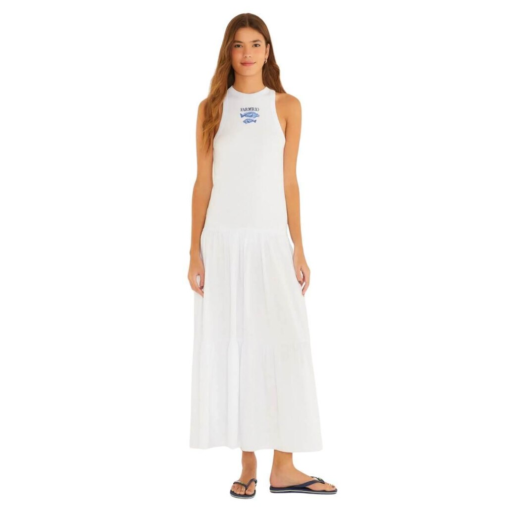 Vestido Cropped Marias Farm Rio Bordado Peixe