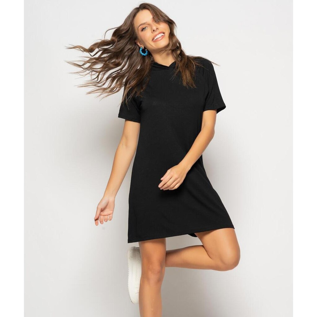 Vestido Curto Com Capuz Malha Salvatore