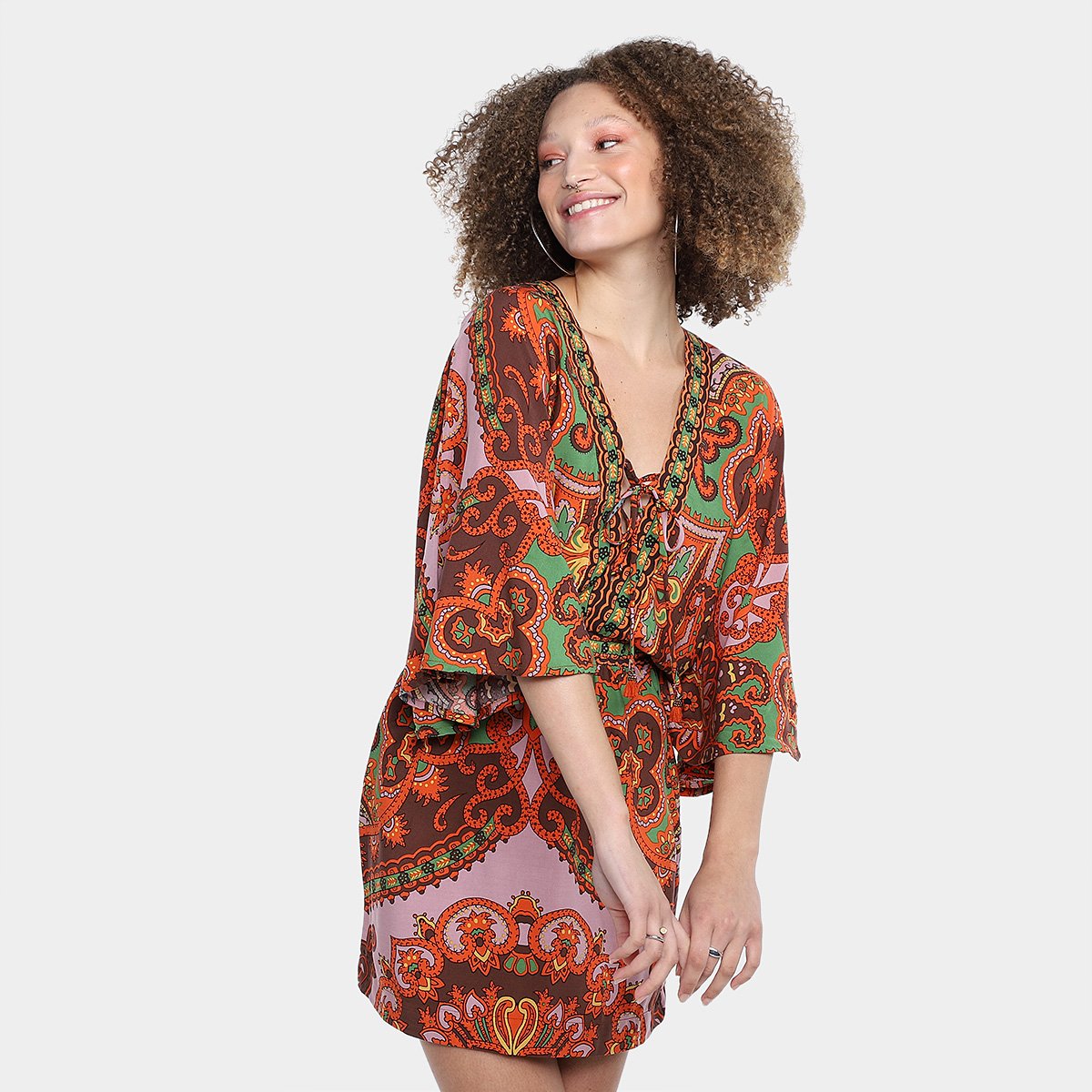 Vestido Curto Farm Capadocia Feminino Menor preço em Vestido Curto Farm Capadocia Feminino