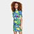 Vestido Curto Farm Folha de Banana Franzido Feminino - Azul