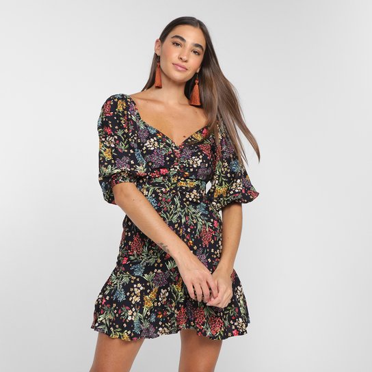 Vestido Curto Farm Louise Floral - Estampado Menor preço em Vestido Curto Farm Louise Floral - Estampado