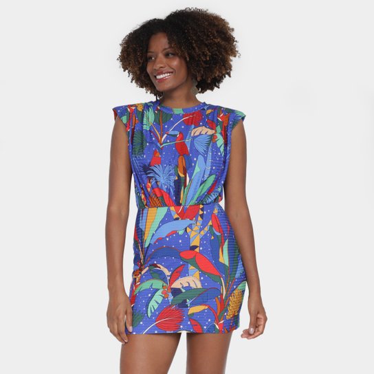 Vestido Curto Farm Natureza Feminino - Estampado Menor preço em Vestido Curto Farm Natureza Feminino - Estampado