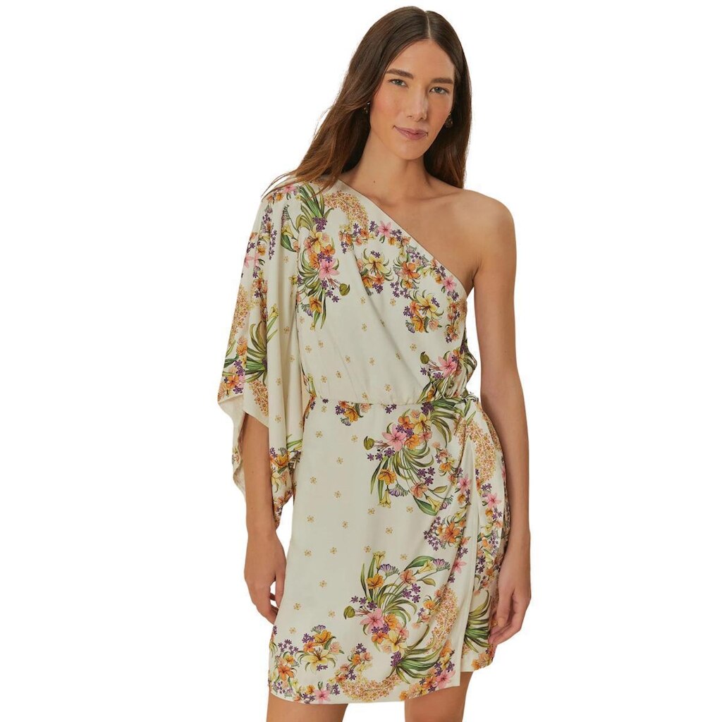 Vestido Curto Farm Rio Lenço Pássaros em Flor