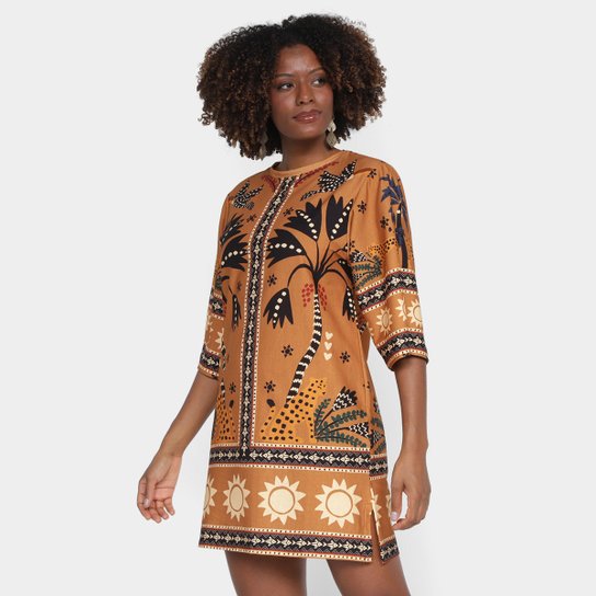 Vestido Curto Farm Selva Feminino - Estampado Menor preço em Vestido Curto Farm Selva Feminino - Estampado