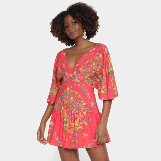 Vestido Curto Farm Vitamina de Verão Manga 3/4 - Estampado Menor preço em Vestido Curto Farm Vitamina de Verão Manga 3/4 - Estampado