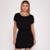 Vestido Curto M/C Elástico na Cintura B'Bonnie Stela - Preto