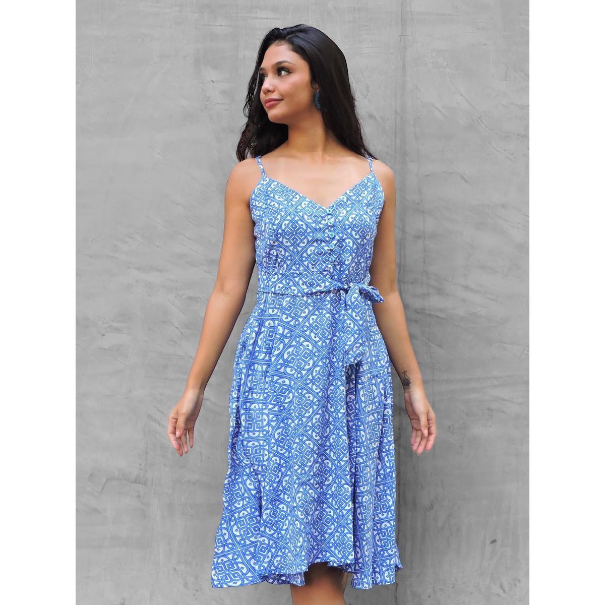 VESTIDO CURTO IRIS BOTÕES FRONTAIS NAVY