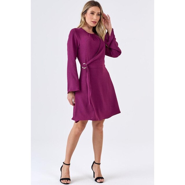 Vestido Curto PKS Com Transpasse Lateral Magenta
