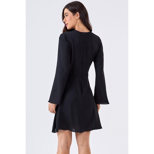 Vestido Curto PKS Com Transpasse Lateral Preto