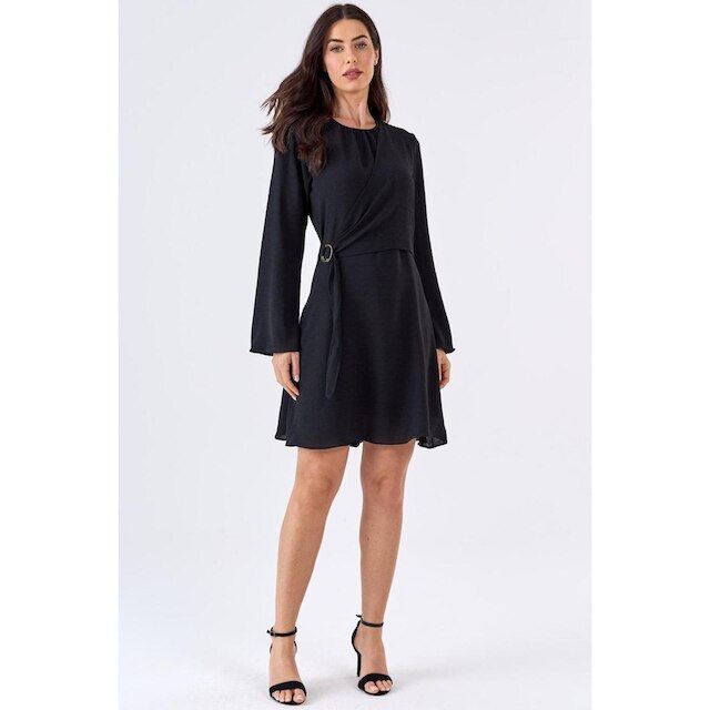 Vestido Curto PKS Com Transpasse Lateral Preto