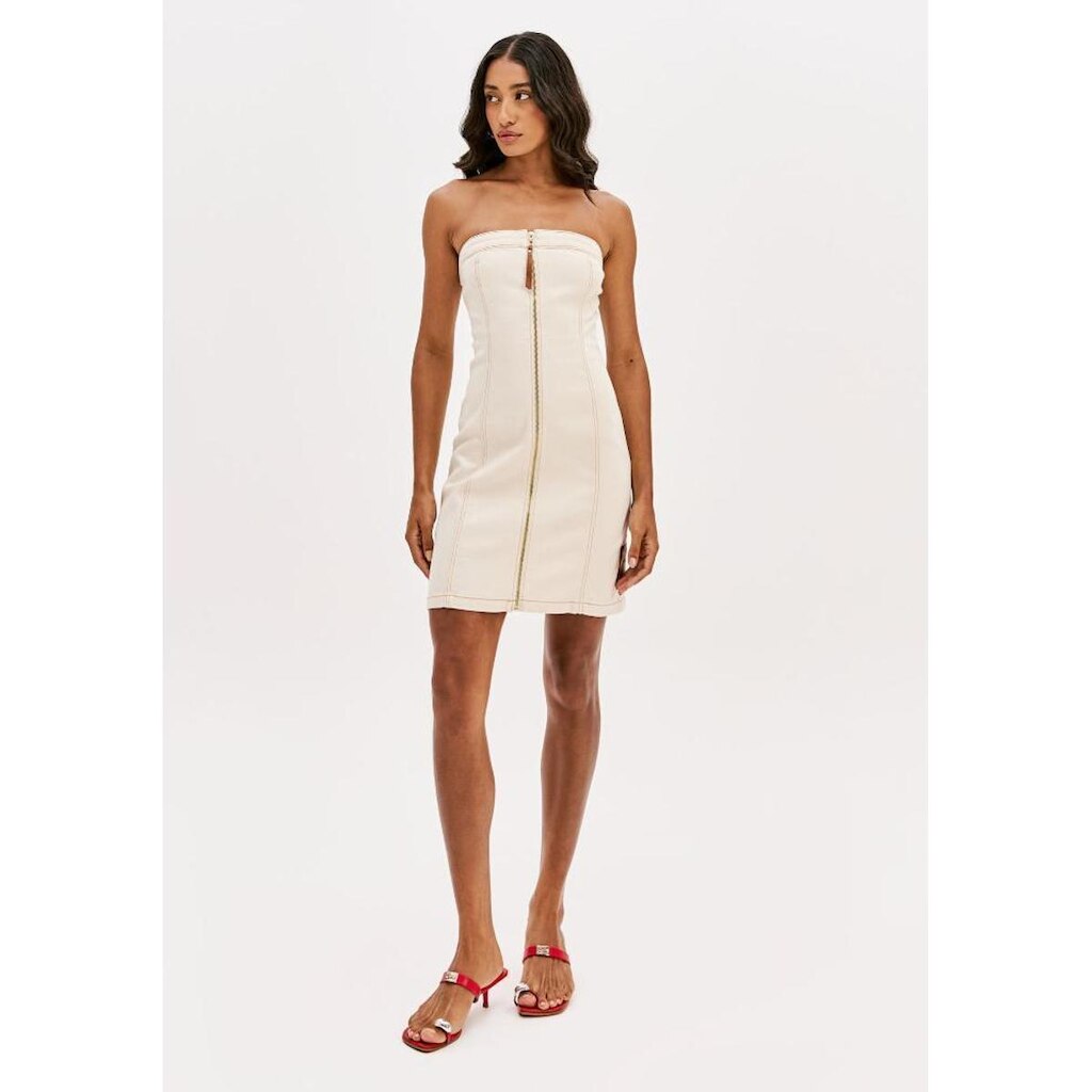 Vestido Curto Sem Alças Sarja