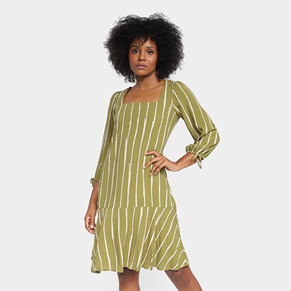 Vestido Curto The Style Box Manga Longa Babados - Feminino