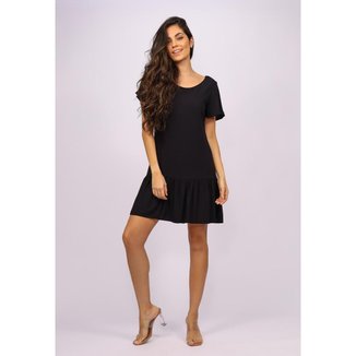 Vestido Curto Viscose Detalhe nas Costas Preto - M - Veste do 40 ao 44