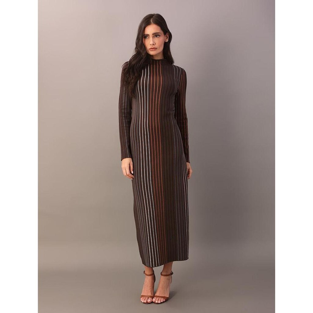 Vestido de Tricot Calvin Klein  Canelado Com Filetes c