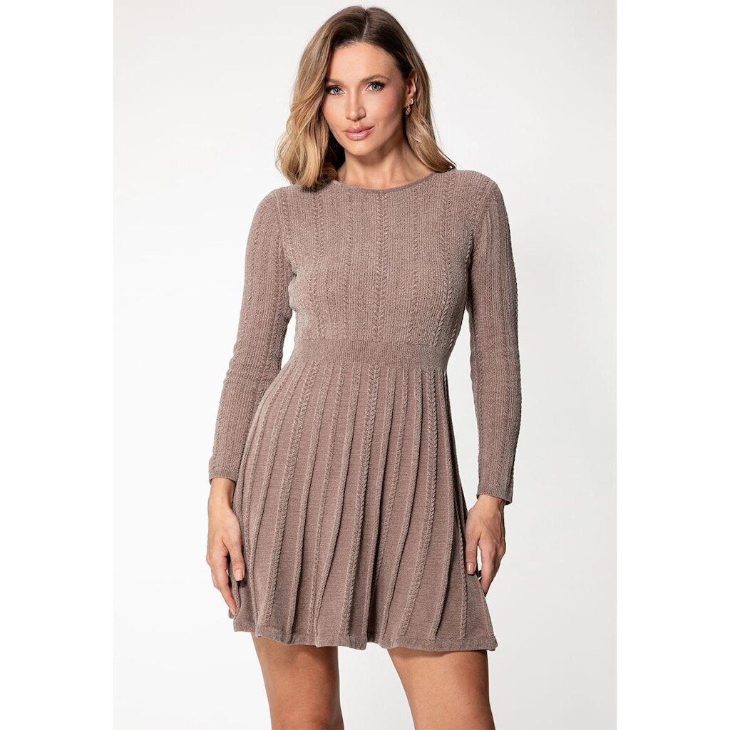 Vestido de Tricot Curto Flare Eco Bege