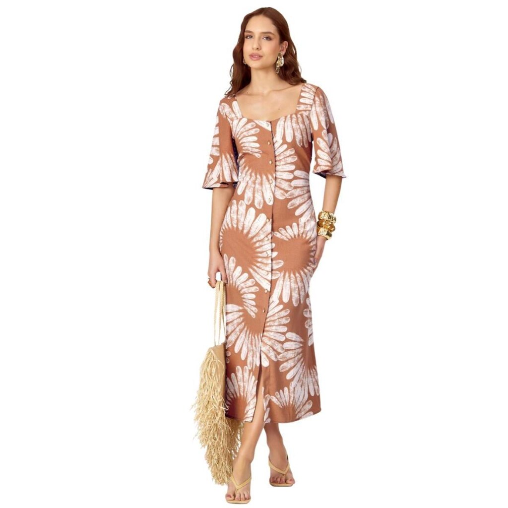 VESTIDO ESTAMPADO MIDI ENDLESS FEMININO REF: END16038