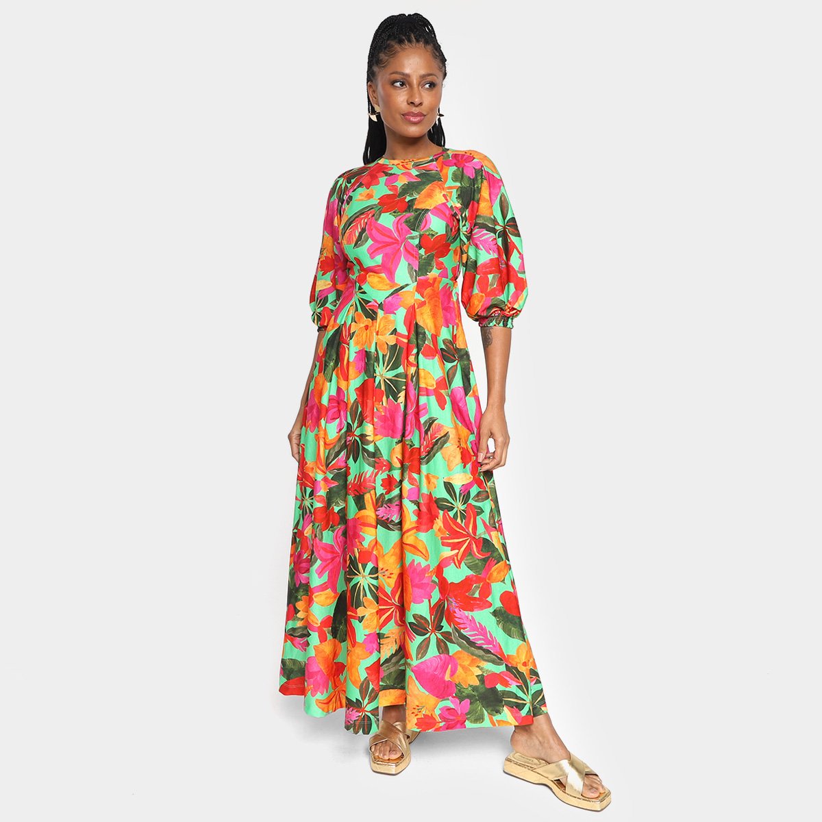 Vestido Farm Cropped Floral Tropical Menor preço em Vestido Farm Cropped Floral Tropical