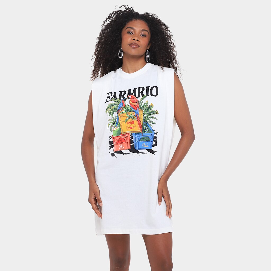 Vestido Farm Curto Engradados Farm Rio