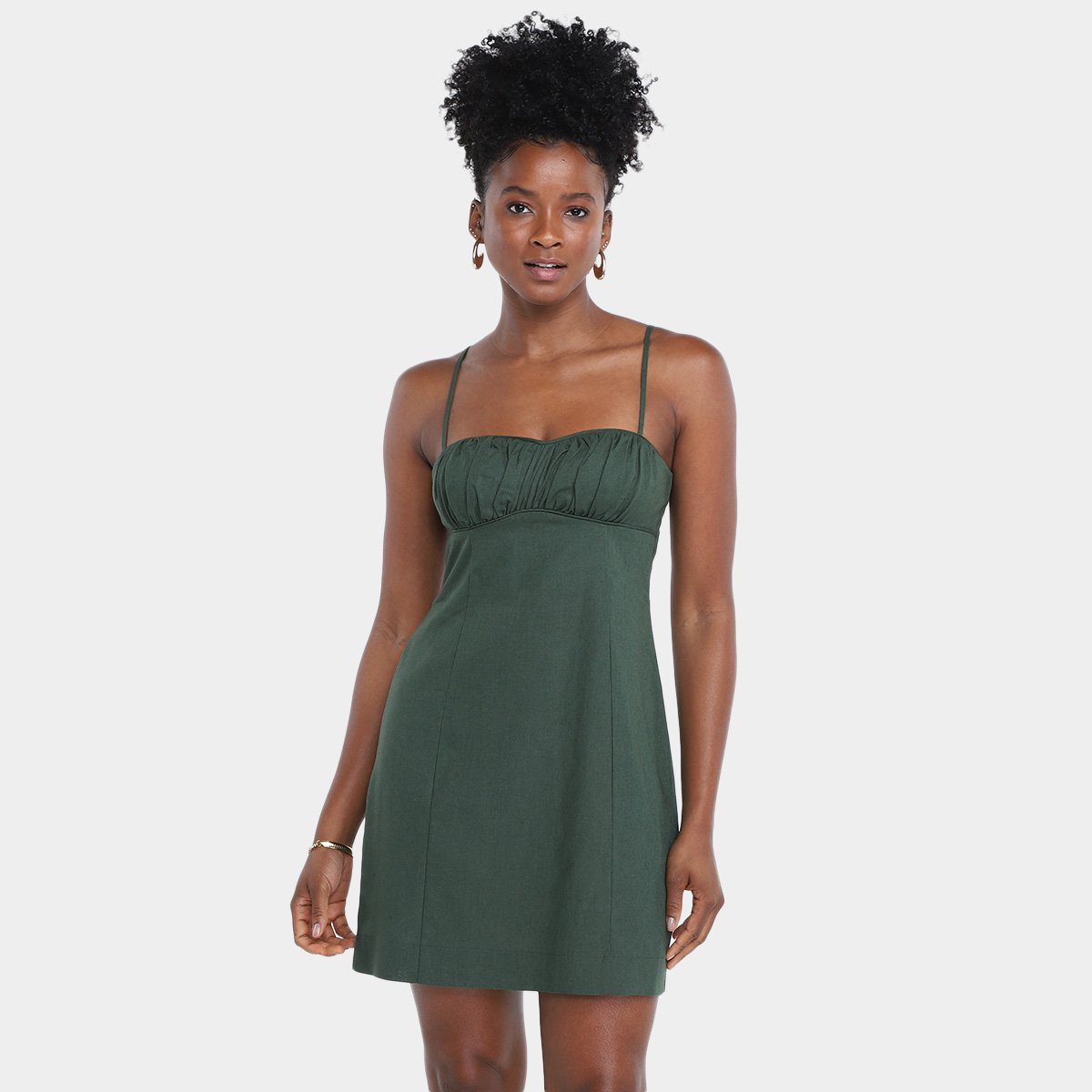 Vestido Farm Curto Franzido Verde Netshoes - Main Image