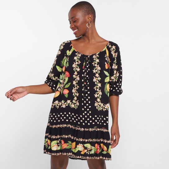 Vestido Farm Curto Paraiso De Cacau - Estampado Menor preço em Vestido Farm Curto Paraiso De Cacau - Estampado