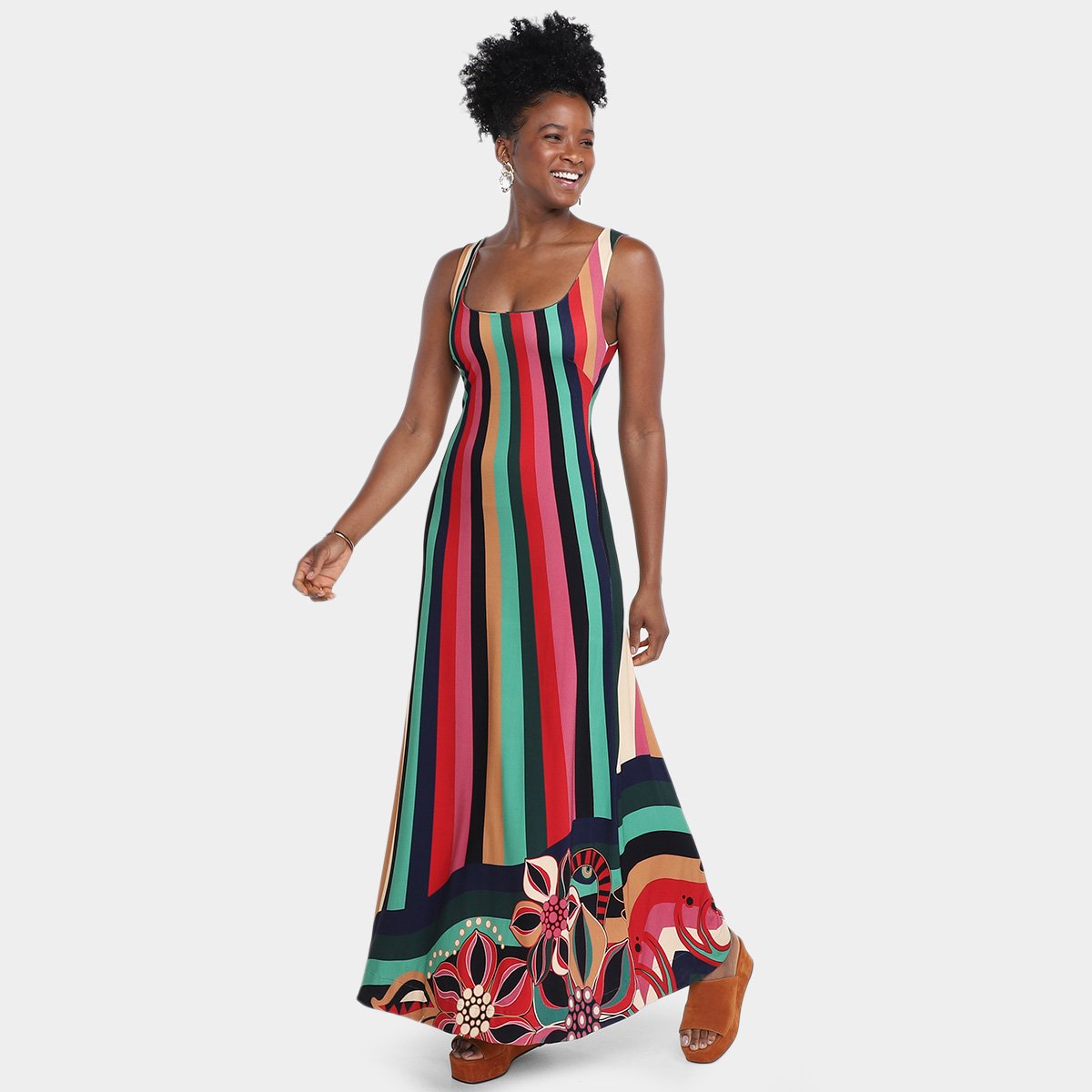 Menor preço em Vestido Farm Listra Onda de Cor Feminino