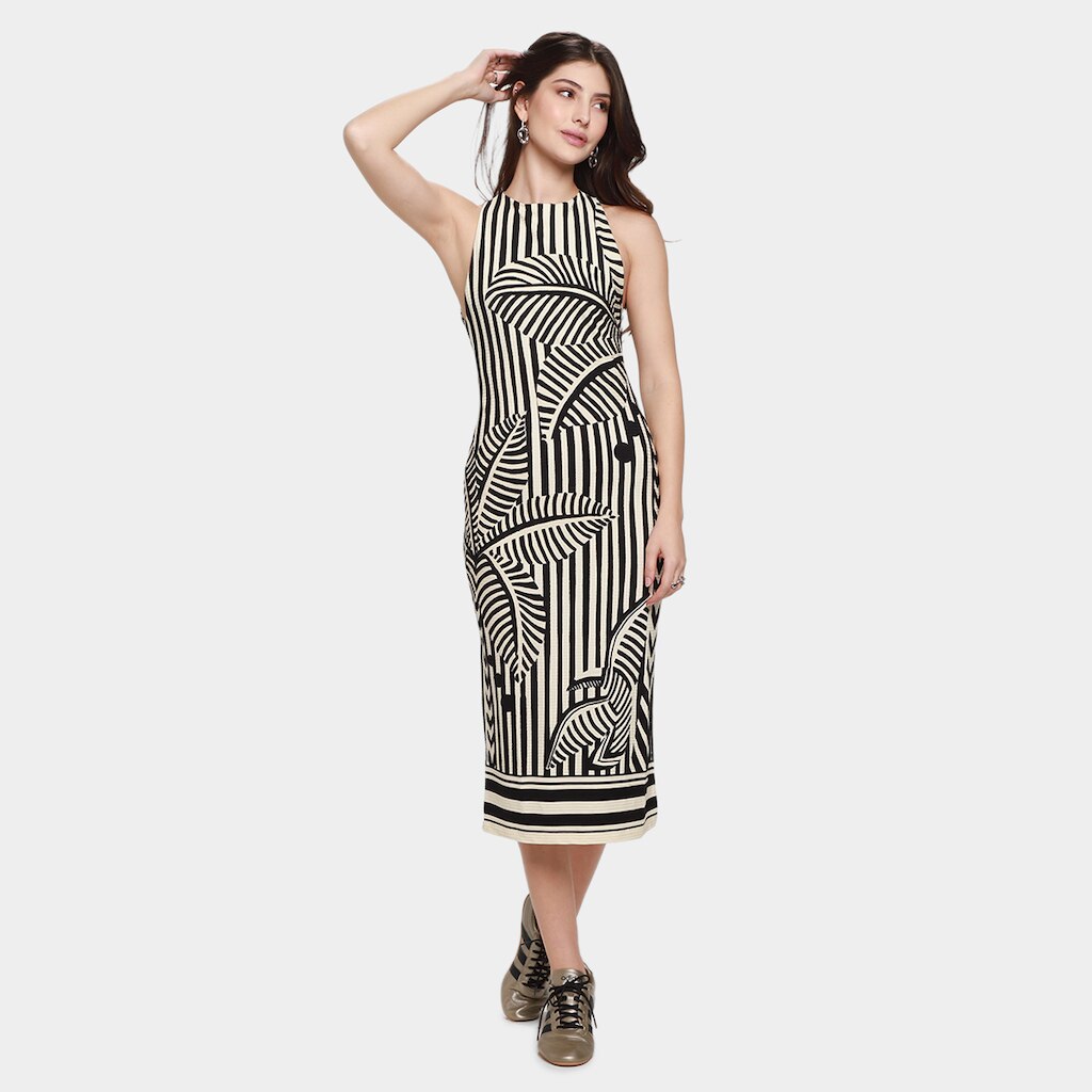 Vestido Farm Midi Listra Tropical