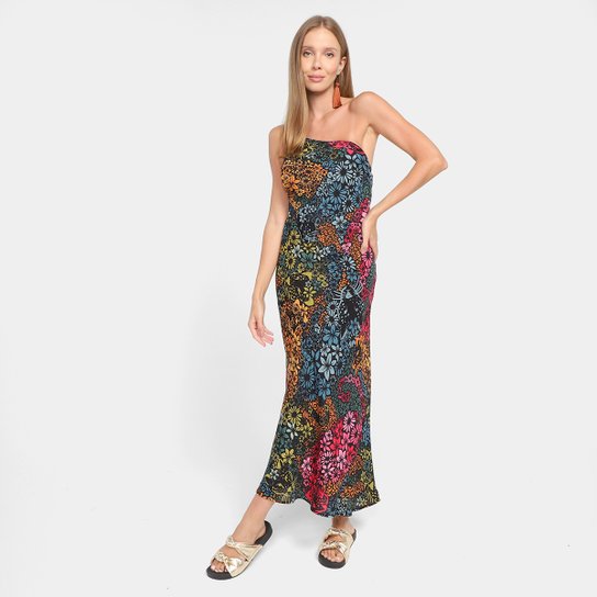 Vestido Farm Midi Onça Flor - Estampado Menor preço em Vestido Farm Midi Onça Flor - Estampado