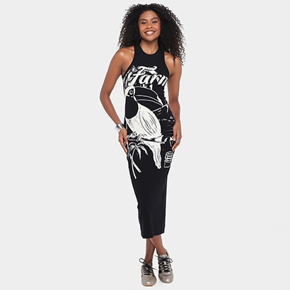 Vestido Farm Midi Rib Tucano Praia - Feminino